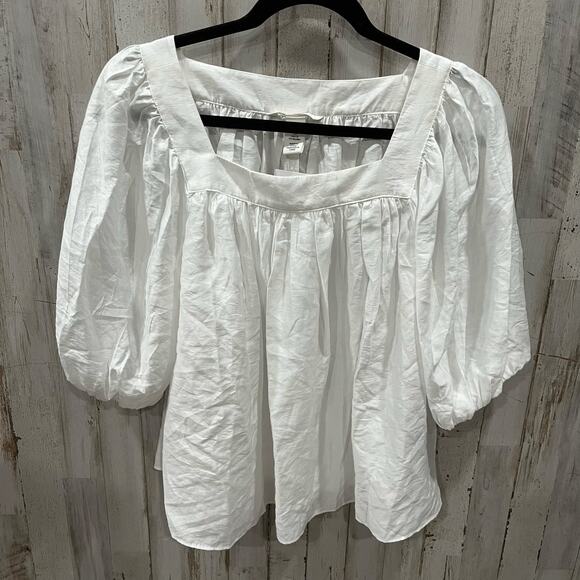 New H&M White Square Neck Peasant Flowy Pirate Top Womens Size Small Renaissance - Picture 1 of 7